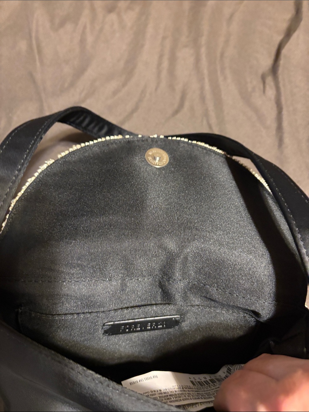 Forever 21 Black Fringe Evening Bag with Silver Crystal Trim 8X5 inches - Picture 4 of 4